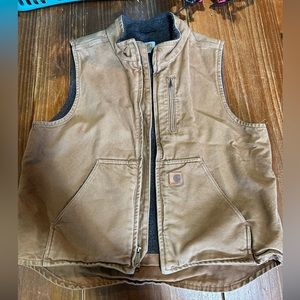 Vintage Carhartt Washed Duck Mock Neck Vest - Sherpa Lined